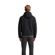 Schwarzer Nylonblazer von Kway für Herren aus Polyester mit schwarzem Kapuzenpullover und olivgrünem Besatz am Bund