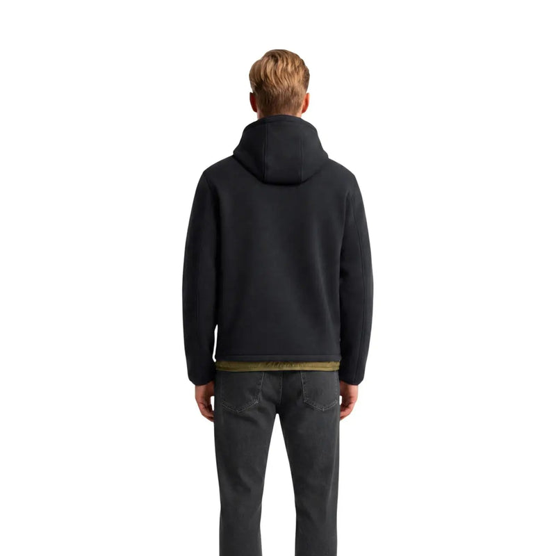 Schwarzer Nylonblazer von Kway für Herren aus Polyester mit schwarzem Kapuzenpullover und olivgrünem Besatz am Bund