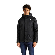 Kway mens winter blazer black polyester waterproof hooded jacket with subtle white logo on left chest