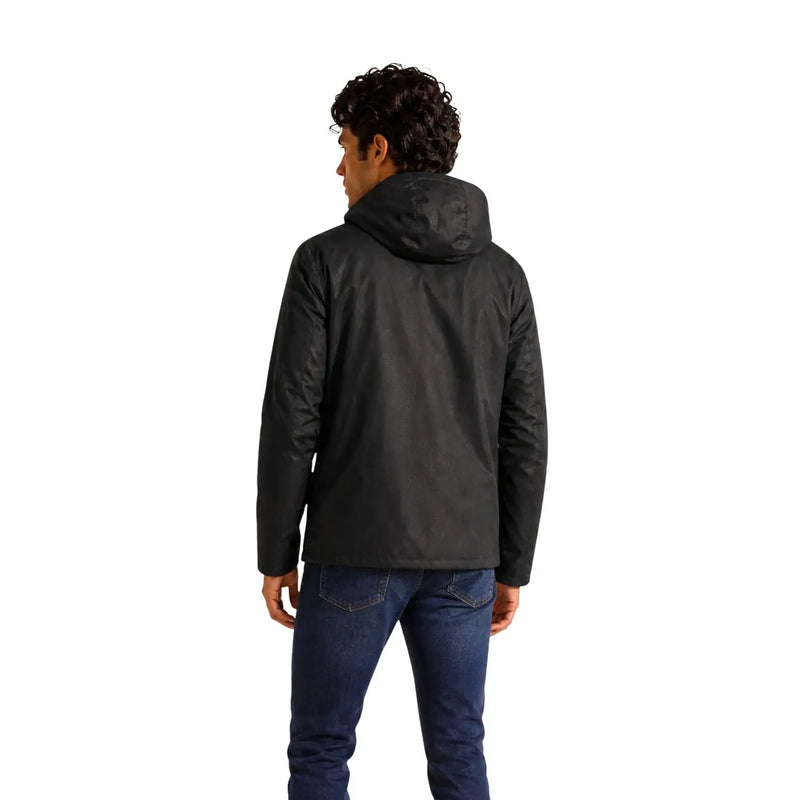 Kway mens winter blazer black polyester hooded jacket with a sleek water-resistant finish and subtle seam detailing