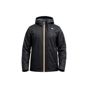 Kway mens winter blazer black polyester waterproof hooded jacket with gold zipper and subtle chest logo