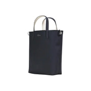 Lacoste black zip handbag tote with shoulder strap white interior lining and silver-tone hardware