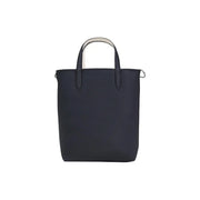 Lacoste black leather tote bag with contrasting white handles silver hardware and zip shoulder strap with inner pouch