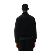 Lacoste Herren-Baumwollblazer, schwarz, klassischer Stil, schwarze Cord-Bomberjacke mit geripptem Kragen und Bündchen