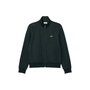 Schwarze Lacoste-Trainingsjacke mit Reißverschluss und dezentem grünem Krokodil-Logo auf der Brust aus Baumwolle für Herren