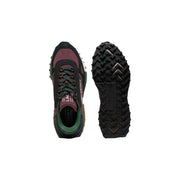 Lacoste Herren-Sneaker aus Leder, Modell Bordeaux Elite Active, in Bordeauxrot und Schwarz mit grünen Akzenten und robuster Gummisohle