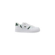 Weiße Lacoste Herren-Sneaker aus Leder mit Schnürung, grünen Akzenten und klassischem Krokodil-Logo für den Frühling