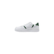 Weiße Lacoste Herren-Sneaker aus Leder mit grünen Akzenten, Schnürung, Obermaterial aus klarem Leder und weißer Gummisohle