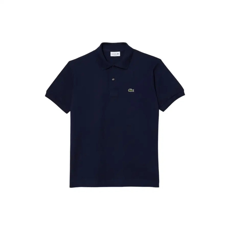 Marineblaues Lacoste Herren-Poloshirt mit grünem Krokodil-Logo, aus Baumwolle, Kurzarm, für die Freizeit.