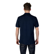Lacoste men polo shirt dark blue cotton short sleeve with classic collar and ribbed cuffs