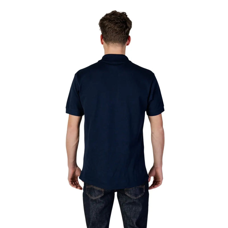 Lacoste men polo shirt dark blue cotton short sleeve with classic collar and ribbed cuffs