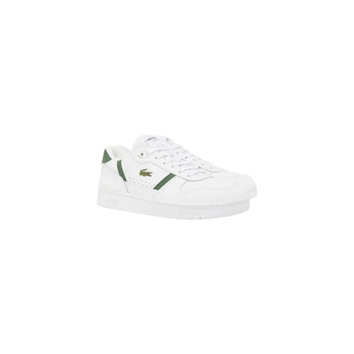Weißer Lacoste Herren-Sneaker aus Polyurethan mit grünen Akzenten und klassischem Krokodil-Logo für Frühling und Sommer
