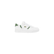 White lacoste men sneaker made of polyurethane with green accents and crocodile logo for spring summer use