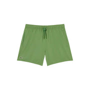 Green Lacoste men swimwear swim trunks with elastic waistband and drawstring for comfortable beach wear