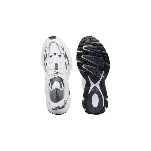Lacoste Herren-Sneaker in Weiß und Schwarz mit elegantem, modernem Design und grauen Akzenten, gefertigt aus Polyester und Polyurethan