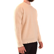 Laneus Kaschmirpullover für Damen in Beige mit Rippstrick und ausgefranstem Saum, Vorderansicht