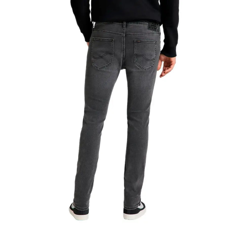 Lee men black slim-fit jeans with classic denim texture and subtle stitching for fall and winter wear