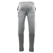 Leone 1947 men trousers in gray heathered fabric with ribbed cuffs and waistband and maroon white logo embroidery