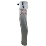 Leone 1947 men trousers gray heathered sweatpants with red and white embroidered logo and blue drawstring waist