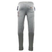 Leone 1947 men trousers in gray heathered fabric with ribbed cuffs and waistband and maroon white logo embroidery