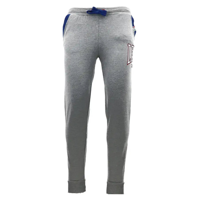 Leone 1947 men trousers gray heathered sweatpants with blue side panels and embroidered la logo on thigh