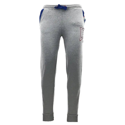 Leone 1947 Herrenhose, grau melierte Jogginghose mit blauen Seiteneinsätzen und gesticktem LA-Logo am Oberschenkel