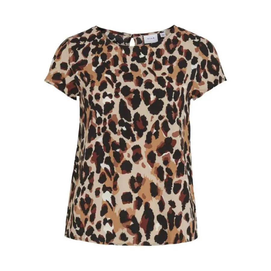 Vila Clothes women blouse in leopard print top with short sleeve