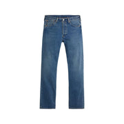 Jean Levi's classique en denim bleu, coupe droite, avec surpiqûres vintage, vue de face