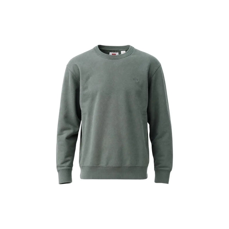 Levi's Herren-Sweatshirt aus grüner Baumwolle mit Rundhalsausschnitt und dezentem, gesticktem Logo auf der Brust in gedecktem Olivgrün