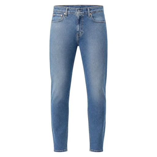 Levi’s men jeans in medium-wash blue slim fit with classic five-pocket design made from cotton lyocell blend