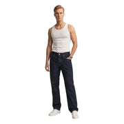Levis men jeans blue classic cotton zip and button dark blue denim with five-pocket design and straight-leg cut