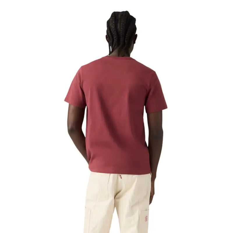 Levi's Herren-T-Shirt, bordeauxrot, aus weicher, kastanienbrauner Baumwolle, Rundhalsausschnitt, kurze Ärmel