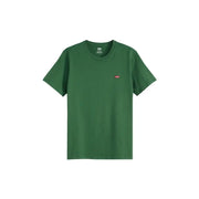 A dark green Levi’s men t shirt with short sleeves, round neck, small red logo, made of 100% cotton