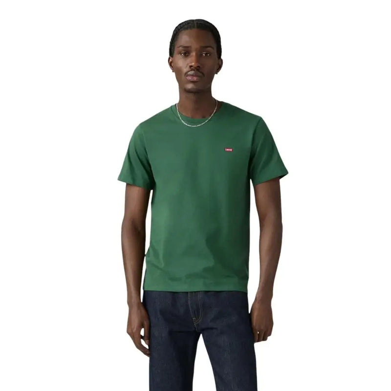 Levi’s men t shirt green short round neck 100% cotton with a small red logo on the left chest