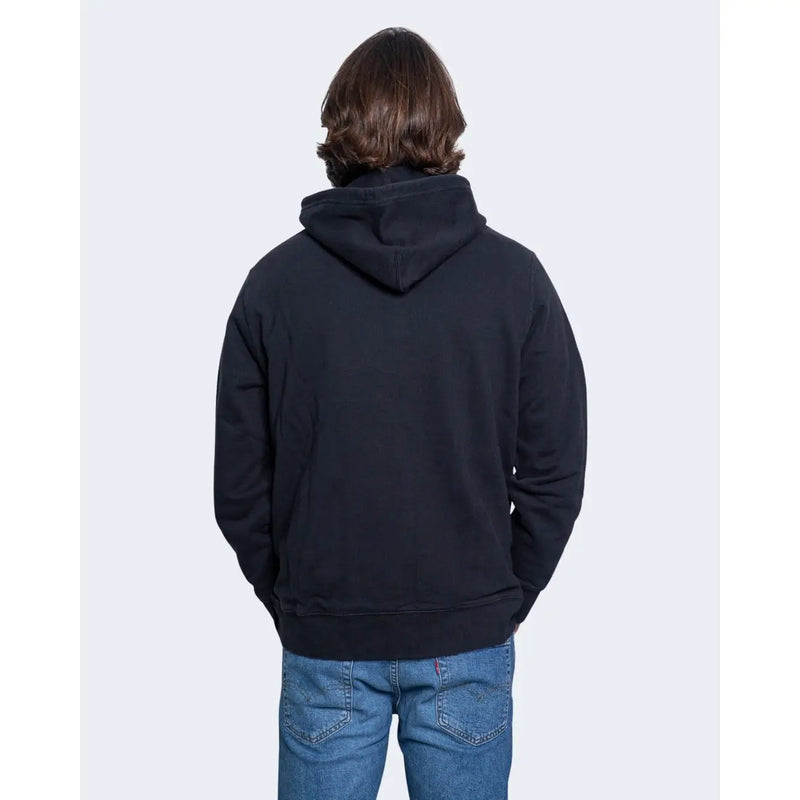 Sweat à capuche Levi's pour homme, en coton noir, coupe décontractée et poignets côtelés.