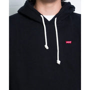 Sweat à capuche Levi's pour homme, en coton noir, avec cordons de serrage blancs et logo rouge sur la poitrine.