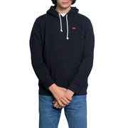 Sweat à capuche Levi's pour homme, en coton noir, avec cordons de serrage blancs et petit logo rouge sur la poitrine.
