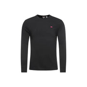 Levis mens black cotton long-sleeved original t shirt with crew neck and small red logo on left chest