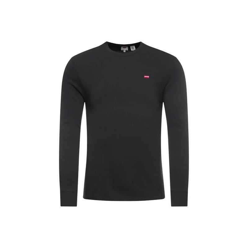 Levis mens black cotton long-sleeved original t shirt with crew neck and small red logo on left chest
