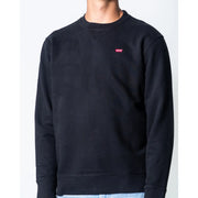 Levis mens black cotton sweatshirt with a round neck and small red logo on the left chest
