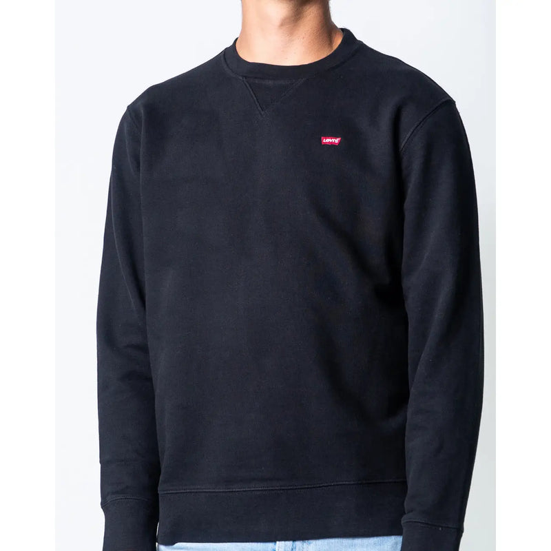 Levis mens black cotton sweatshirt with a round neck and small red logo on the left chest