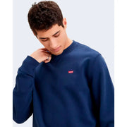 Sweat-shirt Levi's bleu marine à col rond en coton pour homme, orné d'un petit logo rouge sur la poitrine.