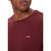 Levis mens Bordeaux cotton regular fit t shirt in maroon with small red embroidered logo on the chest