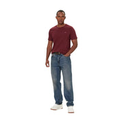 Levis mens bordeaux cotton regular fit t shirt in maroon with short sleeves and a small white logo on the left chest