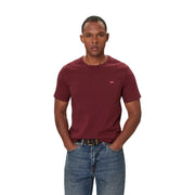 Levis mens bordeaux cotton regular fit t shirt maroon with small red logo on left chest