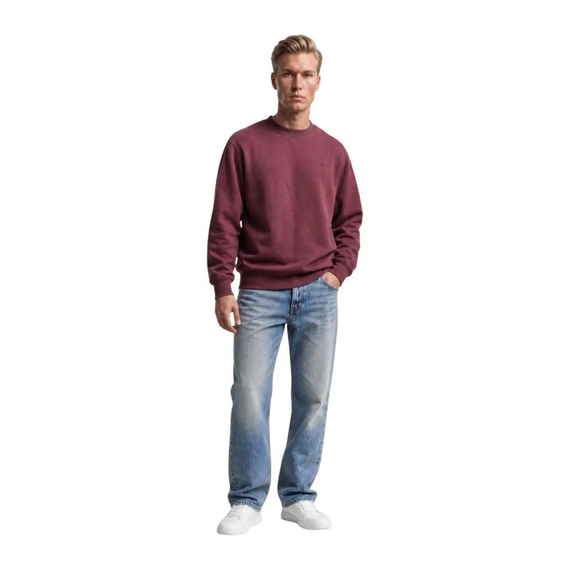 Levi's Herren-Sweatshirt aus bordeauxroter Baumwolle mit langen Ärmeln und lockerem Rundhalsausschnitt