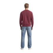 Levi's Herren-Sweatshirt aus bordeauxroter Baumwolle mit langen Ärmeln und geripptem Saum, von der Rückseite gesehen