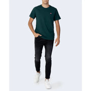 Levis mens green cotton t shirt with round neck and small red tab logo on the left chest