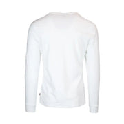 Levis men’s white long sleeve cotton t shirt with print features a simple crew neck and subtle ribbed cuffs