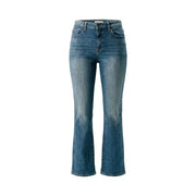 Jean Levi's pour femme en denim bleu, coupe droite et délavage subtil, en mélange de coton usé.